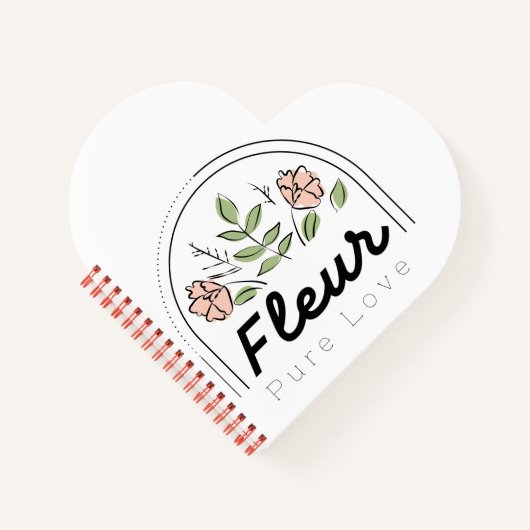 Fleur - 純粋な愛の花のロゴ ノートブック (正面)