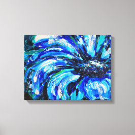 Fleur bleue | Art floral abstrait contemporain キャンバスプリント