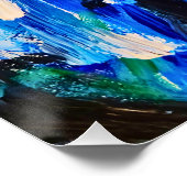 Fleur bleue | Art floral abstrait contemporain ポスター (コーナー)
