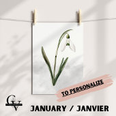 Fleur de février aquarelle botanique perce-neige ポスター