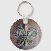 Fleur De Lis, Aged Copper-Look Printed キーホルダー (正面)