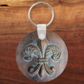 Fleur De Lis, Aged Copper-Look Printed キーホルダー (裏面)