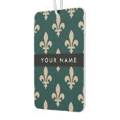 Fleur de Lis, Beige on Green, Royal, Your Name カーエアーフレッシュナー (左)