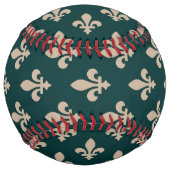 Fleur de Lis, Beige on Green, Royal, Your Name ソフトボール (正面)