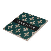 Fleur de Lis, Beige on Green, Royal, Your Name タイル (側面)