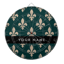 Fleur de Lis, Beige on Green, Royal, Your Name ダーツボード