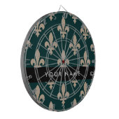 Fleur de Lis, Beige on Green, Royal, Your Name ダーツボード (正面左)