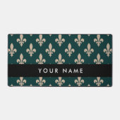 Fleur de Lis, Beige on Green, Royal, Your Name デスクマット (正面)