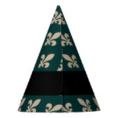 Fleur de Lis, Beige on Green, Royal, Your Name パーティーハット (裏面)