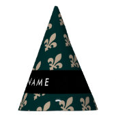 Fleur de Lis, Beige on Green, Royal, Your Name パーティーハット (右)