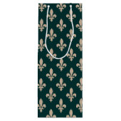 Fleur de Lis, Beige on Green, Royal, Your Name ワインギフトバッグ (裏面)