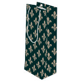 Fleur de Lis, Beige on Green, Royal, Your Name ワインギフトバッグ (裏面アングル)