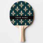 Fleur de Lis, Beige on Green, Royal, Your Name 卓球ラケット (正面)