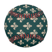 Fleur de Lis, Beige on Green, Royal, Your Name 野球ボール (正面)