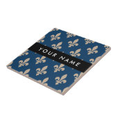 Fleur de Lis, Beige on Navy Blue, Royal, Your Name タイル (側面)
