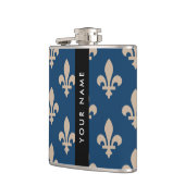 Fleur de Lis, Beige on Navy Blue, Royal, Your Name フラスク (左)