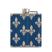 Fleur de Lis, Beige on Navy Blue, Royal, Your Name フラスク (裏面)