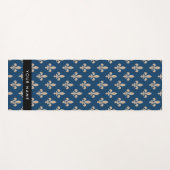 Fleur de Lis, Beige on Navy Blue, Royal, Your Name ヨガマット (正面(横))