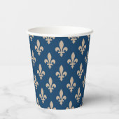 Fleur de Lis, Beige on Navy Blue, Royal, Your Name 紙コップ (裏面)