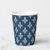 Fleur de Lis, Beige on Navy Blue, Royal, Your Name 紙コップ (左)