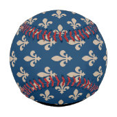 Fleur de Lis, Beige on Navy Blue, Royal, Your Name 野球ボール (裏面)