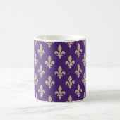 Fleur de Lis, Beige on Purple, Royal, Your Name コーヒーマグカップ (中央)