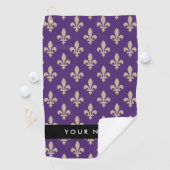 Fleur de Lis, Beige on Purple, Royal, Your Name ゴルフタオル (インサイチュ)