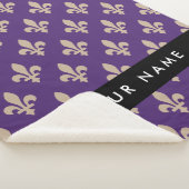 Fleur de Lis, Beige on Purple, Royal, Your Name シェルパブランケット (3/4)