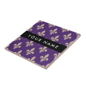 Fleur de Lis, Beige on Purple, Royal, Your Name タイル (側面)