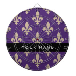Fleur de Lis, Beige on Purple, Royal, Your Name ダーツボード