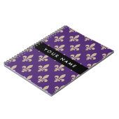 Fleur de Lis, Beige on Purple, Royal, Your Name ノートブック (左側)