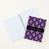 Fleur de Lis, Beige on Purple, Royal, Your Name ノートブック (内部)