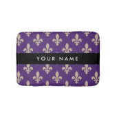 Fleur de Lis, Beige on Purple, Royal, Your Name バスマット (正面)