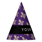 Fleur de Lis, Beige on Purple, Royal, Your Name パーティーハット (左)