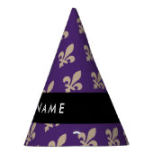 Fleur de Lis, Beige on Purple, Royal, Your Name パーティーハット (右)