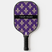 Fleur de Lis, Beige on Purple, Royal, Your Name ピックルボールラケット (正面)