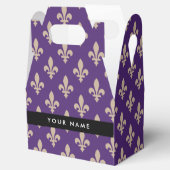 Fleur de Lis, Beige on Purple, Royal, Your Name フェイバーボックス (オープン)