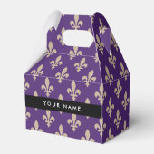 Fleur de Lis, Beige on Purple, Royal, Your Name フェイバーボックス (正面サイド)