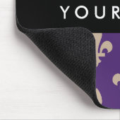 Fleur de Lis, Beige on Purple, Royal, Your Name マウスパッド (コーナー)