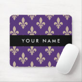 Fleur de Lis, Beige on Purple, Royal, Your Name マウスパッド (マウス)