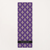 Fleur de Lis, Beige on Purple, Royal, Your Name ヨガマット (正面)