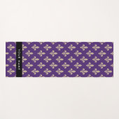 Fleur de Lis, Beige on Purple, Royal, Your Name ヨガマット (正面(横))