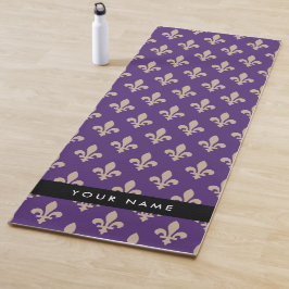 Fleur de Lis, Beige on Purple, Royal, Your Name ヨガマット