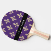 Fleur de Lis, Beige on Purple, Royal, Your Name 卓球ラケット (横)