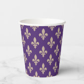 Fleur de Lis, Beige on Purple, Royal, Your Name 紙コップ (裏面)