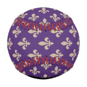 Fleur de Lis, Beige on Purple, Royal, Your Name 野球ボール (裏面)
