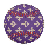 Fleur de Lis, Beige on Purple, Royal, Your Name 野球ボール (正面)