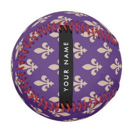Fleur de Lis, Beige on Purple, Royal, Your Name 野球ボール