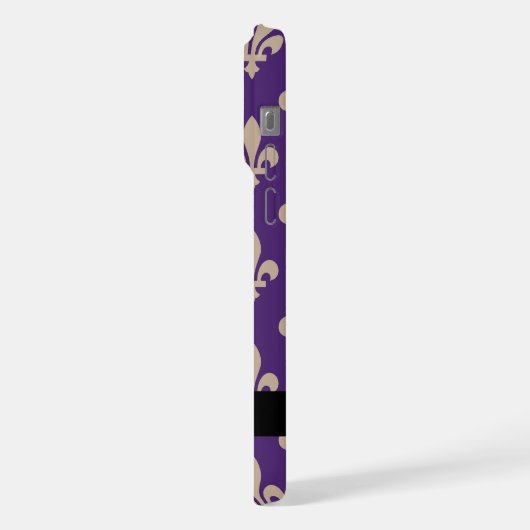 Fleur de Lis, Beige on Purple, Royal, Your Name iPhoneケース (左側面)