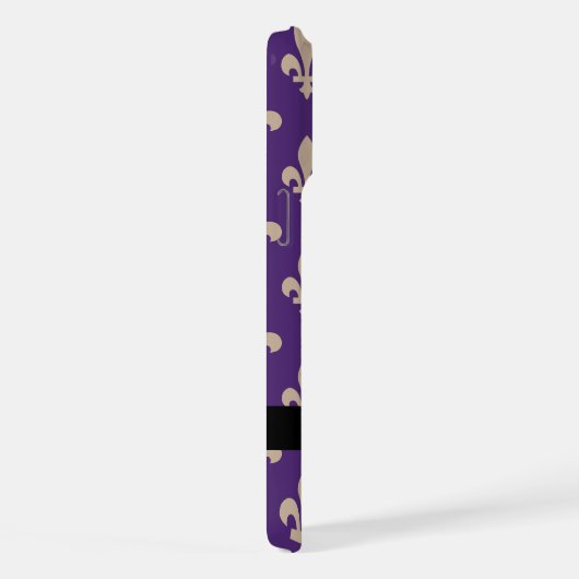 Fleur de Lis, Beige on Purple, Royal, Your Name iPhoneケース (右側面)